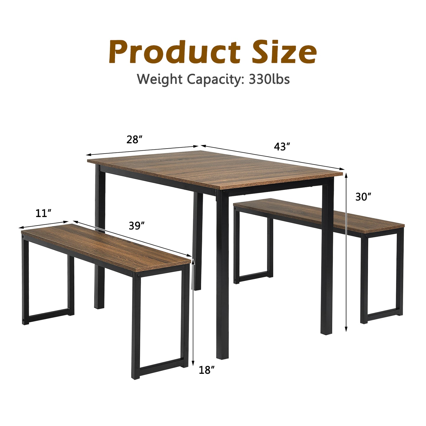 3pcs Dining Table Set Modern Studio