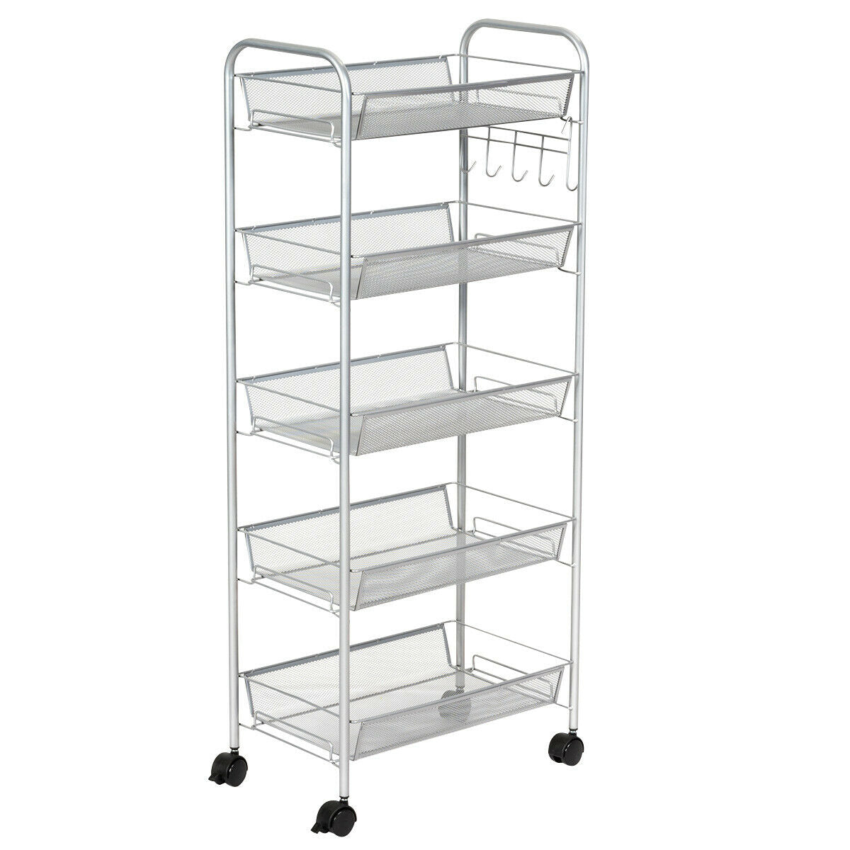 5 Tier Mesh Rolling File Utility Cart