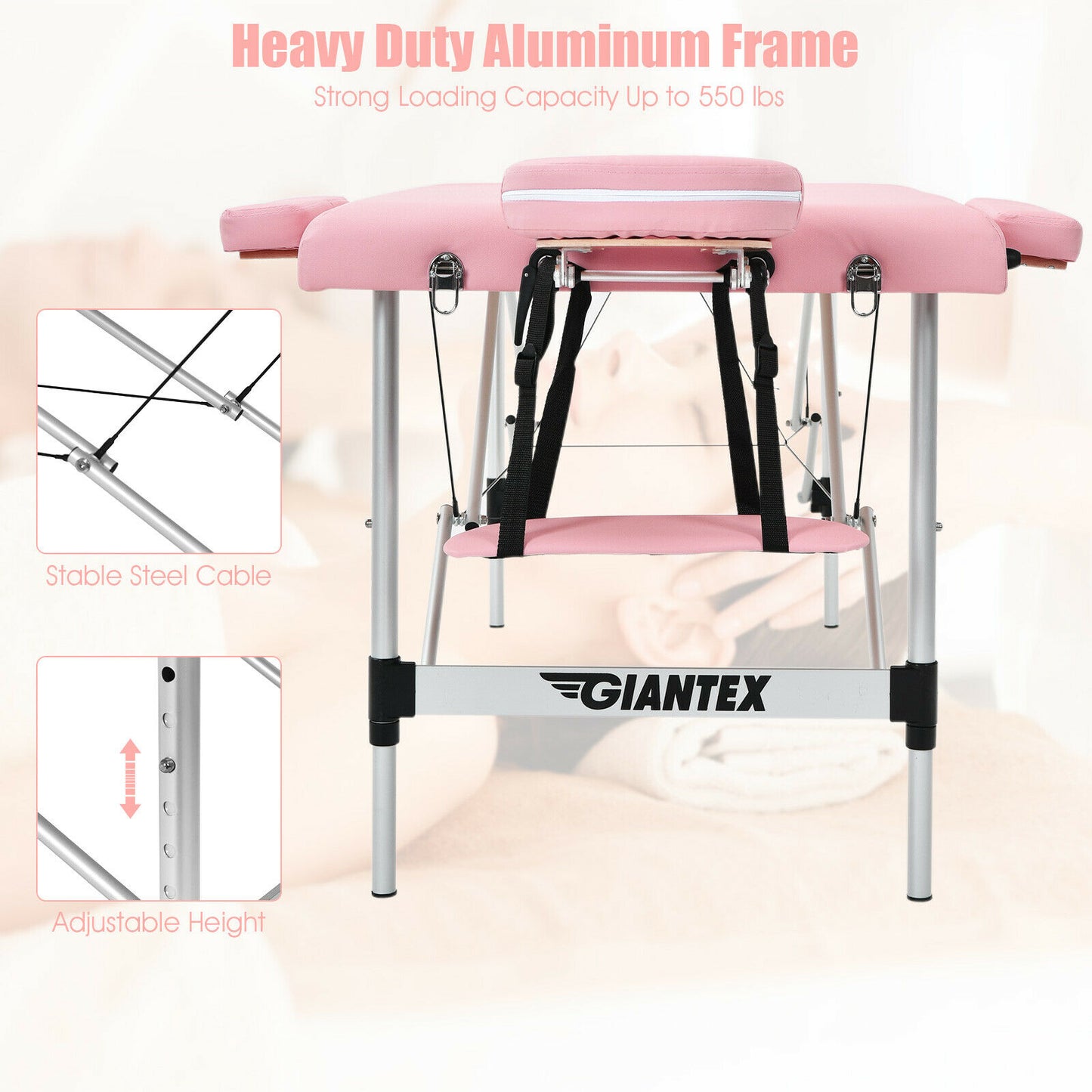 Portable Massage Table Adjustable Salon Spa Bed