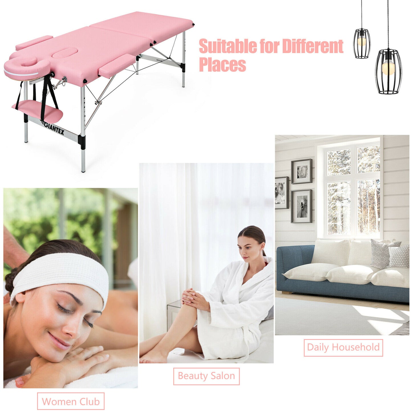 Portable Massage Table Adjustable Salon Spa Bed