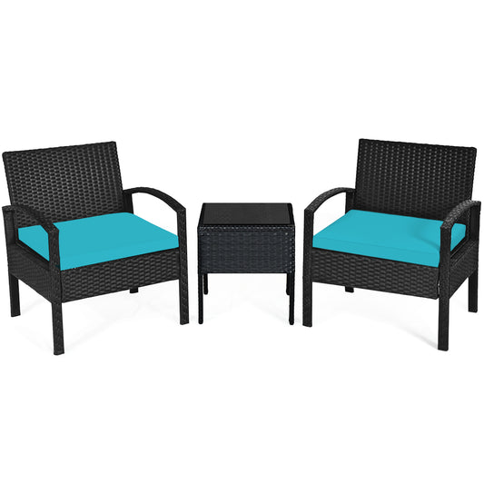 3 PCS Outdoor Patio Rattan Furniture Set