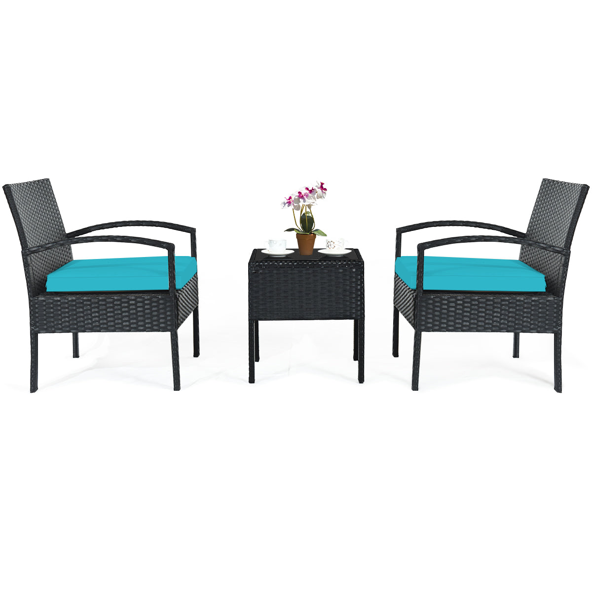 3 PCS Outdoor Patio Rattan Furniture Set