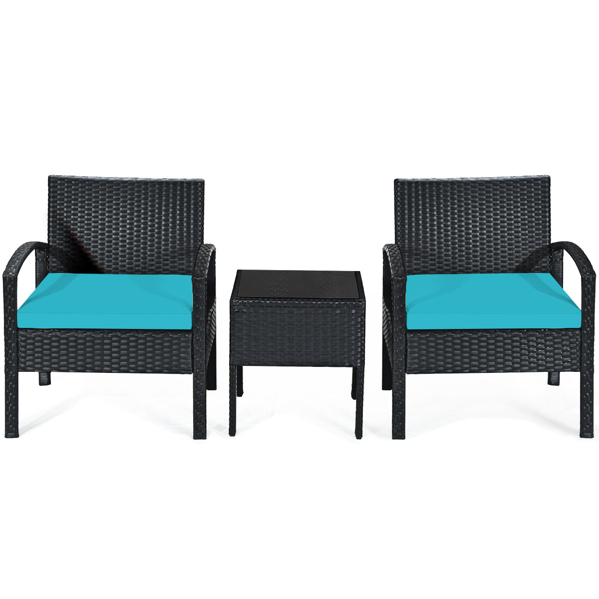 3 PCS Outdoor Patio Rattan Furniture Set