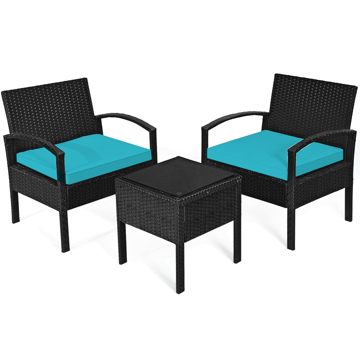 3 PCS Outdoor Patio Rattan Furniture Set