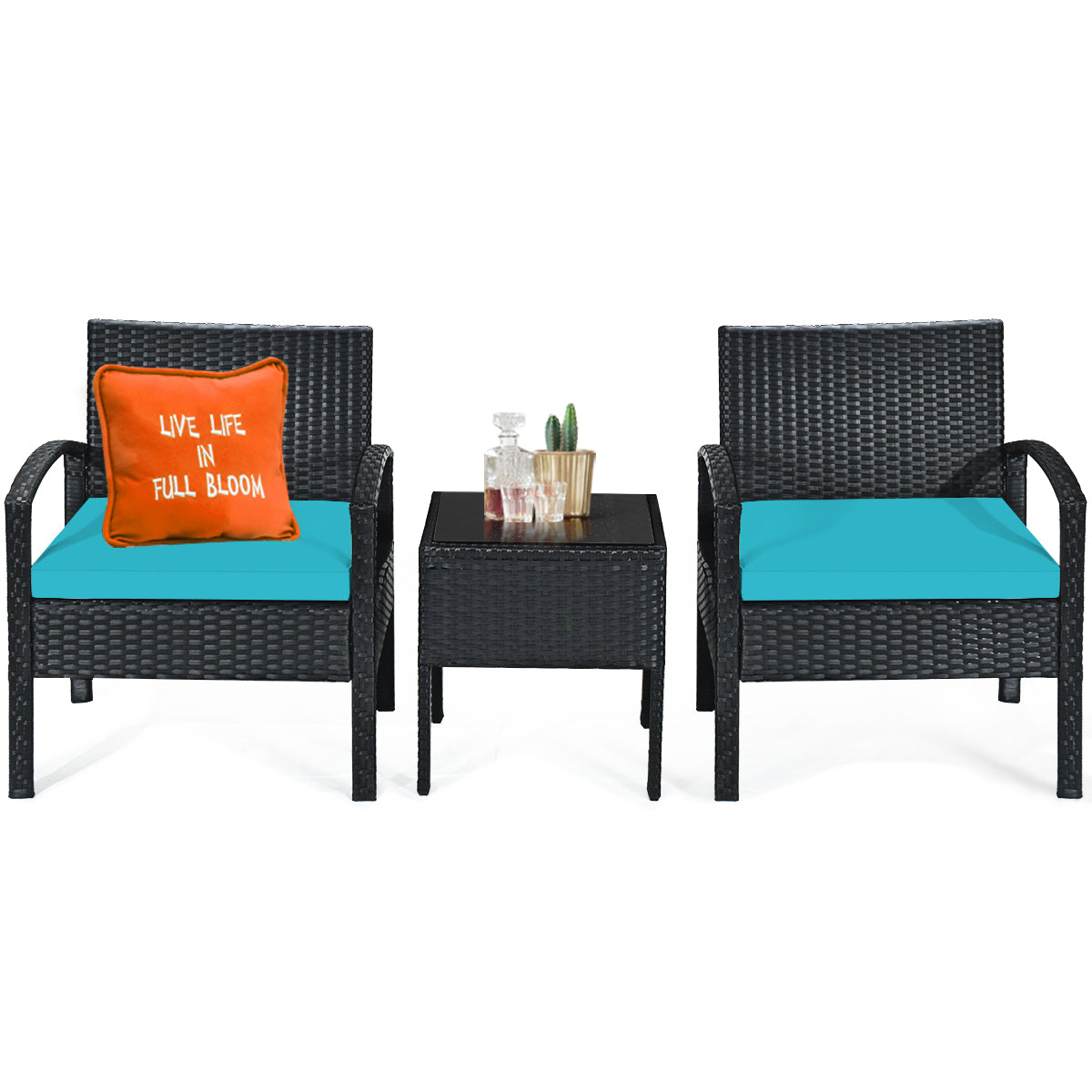 3 PCS Outdoor Patio Rattan Furniture Set