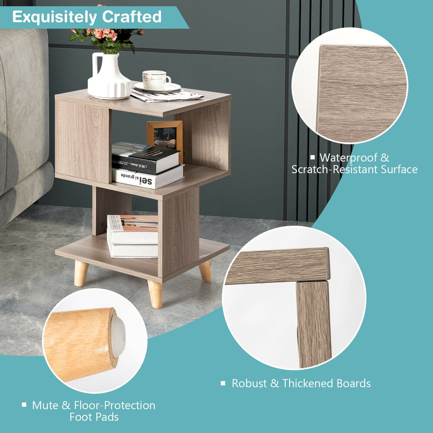 2 PCS Nightstand Set Modern Side End Table