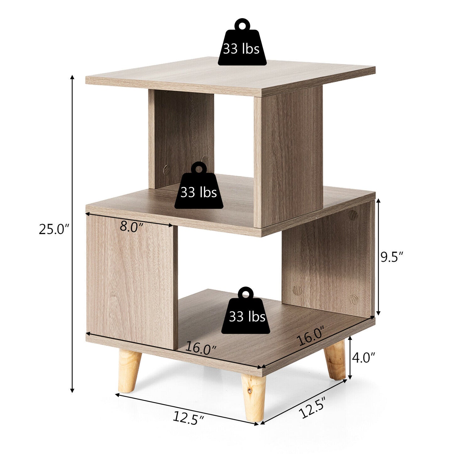 2 PCS Nightstand Set Modern Side End Table