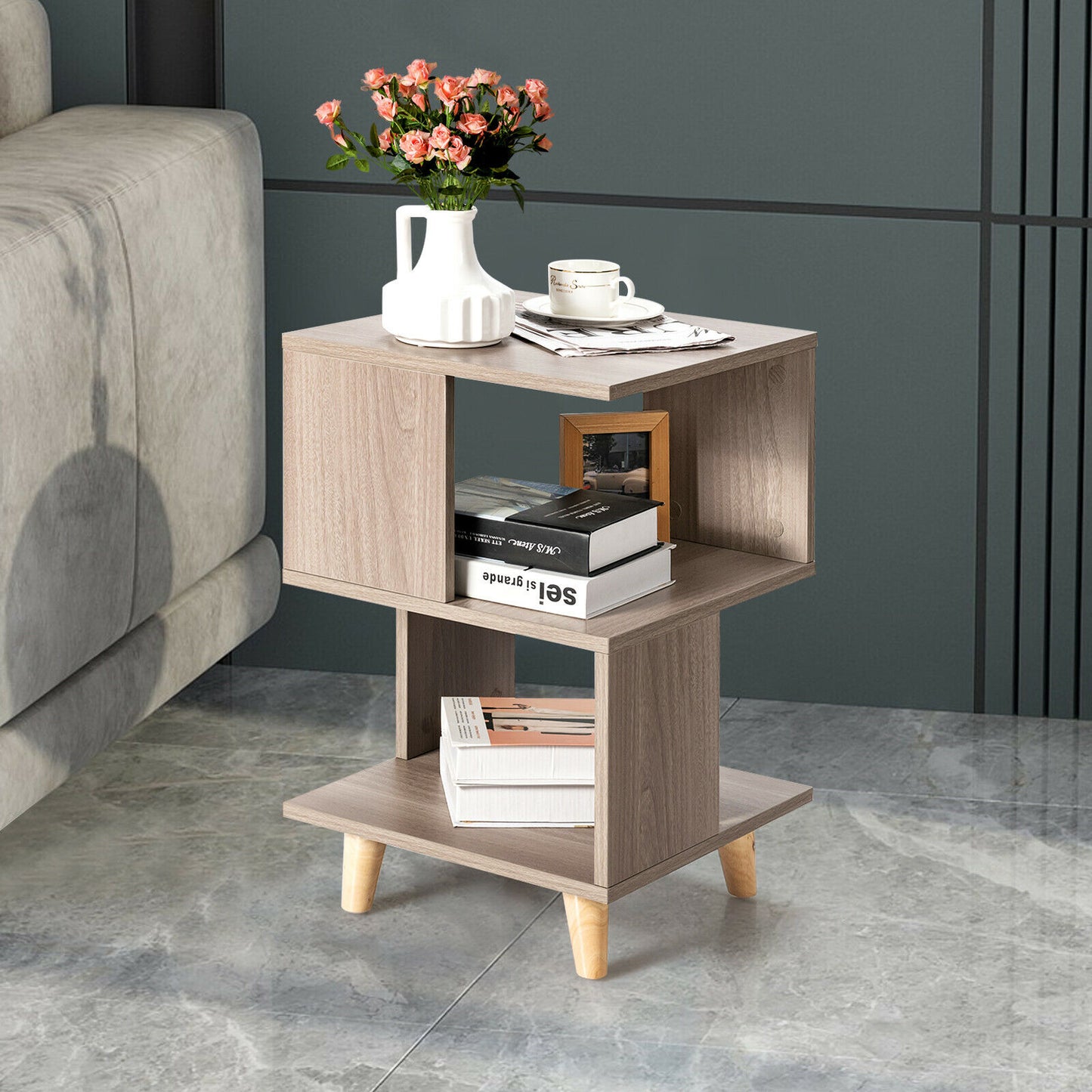 2 PCS Nightstand Set Modern Side End Table