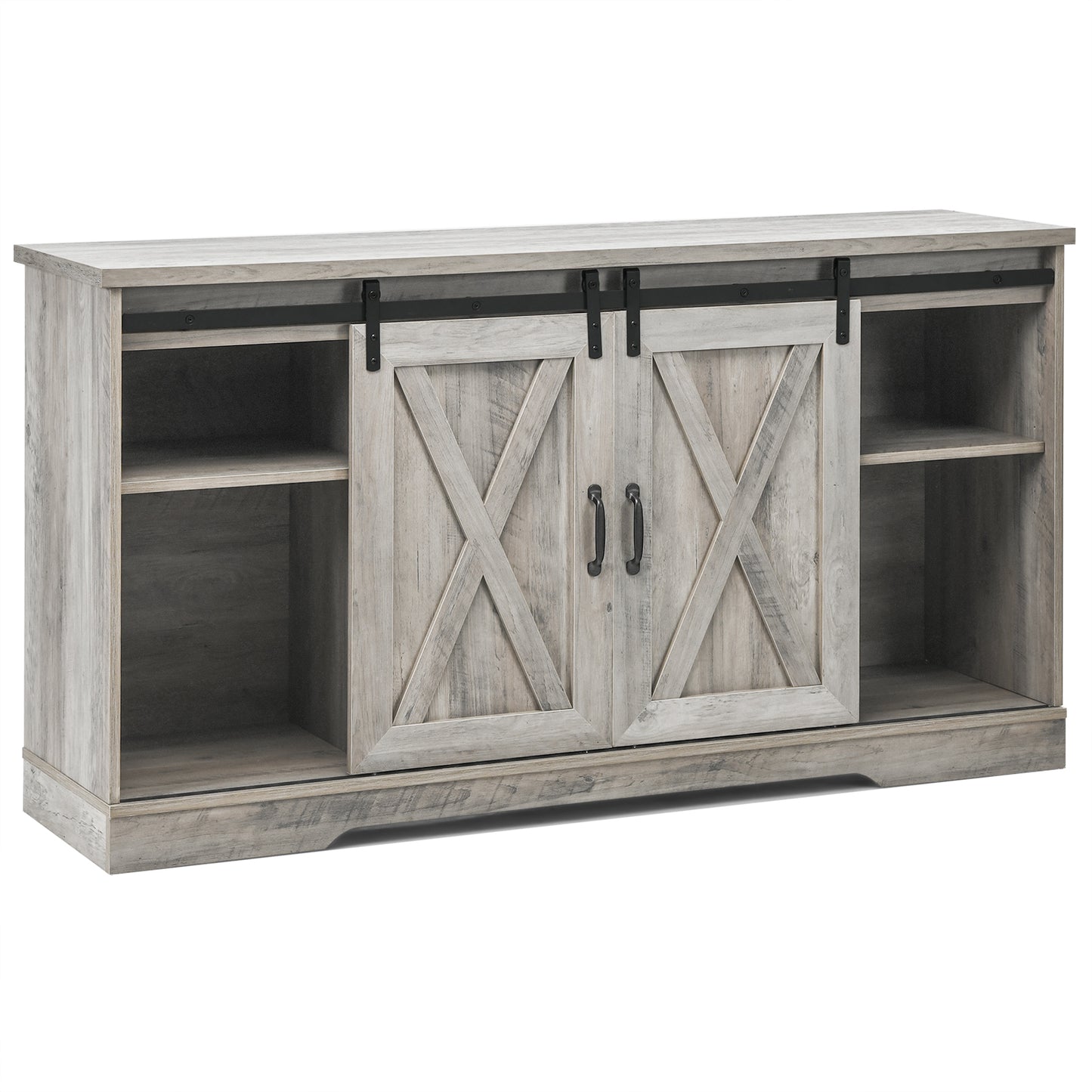 Farmhouse TV Stand Sliding Barn Door Cabinet