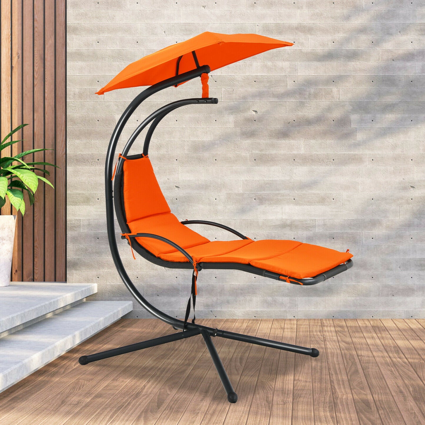 Patiojoy Patio Hanging Hammock Chaise Lounge Chair