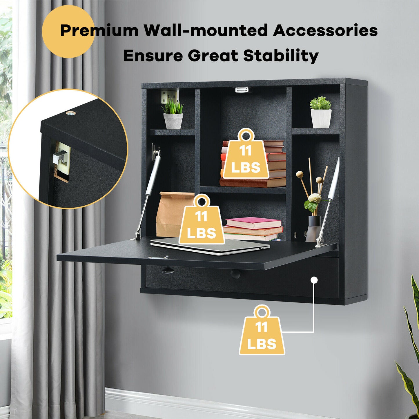 Wall-Mount Floating Desk Foldable