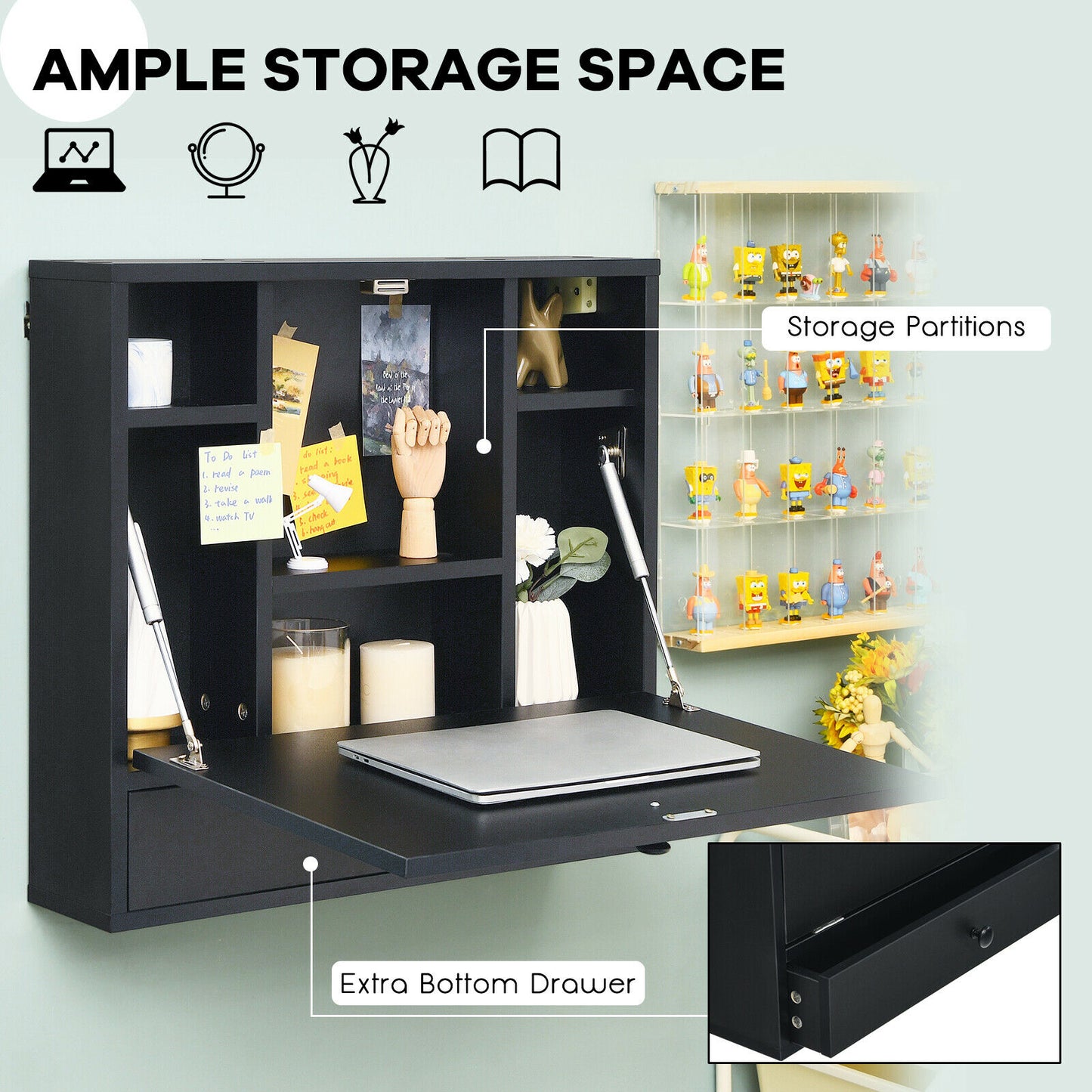 Wall-Mount Floating Desk Foldable