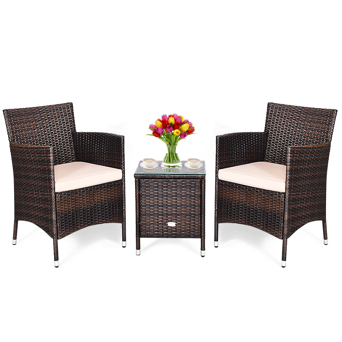 Outdoor 3 PCS PE Rattan Wicker Furniture Sets