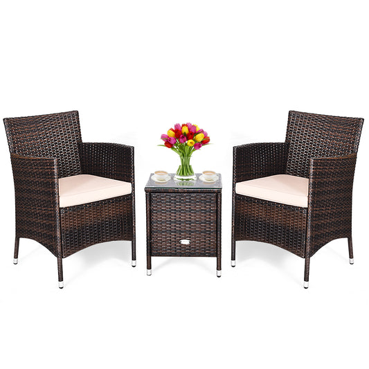 Outdoor 3 PCS PE Rattan Wicker Furniture Sets