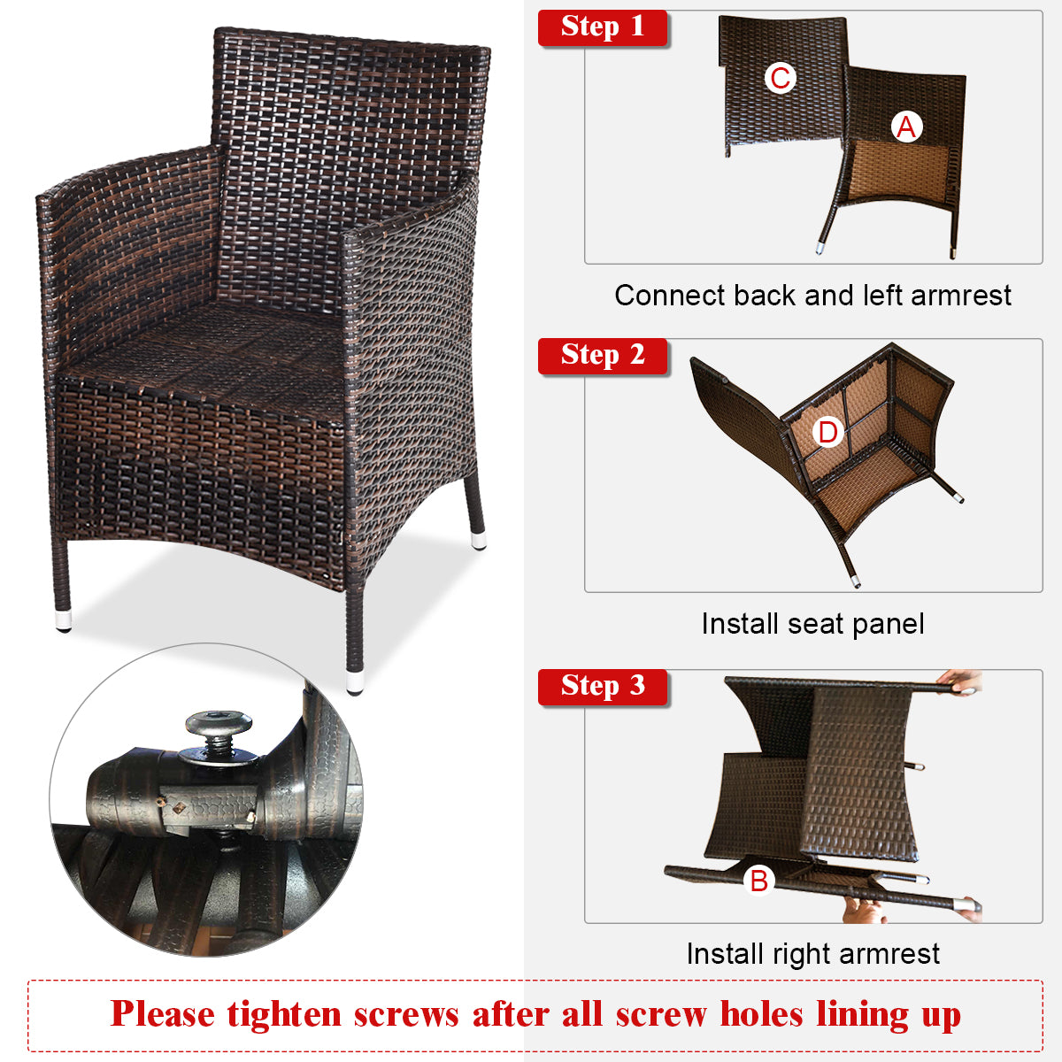 Outdoor 3 PCS PE Rattan Wicker Furniture Sets