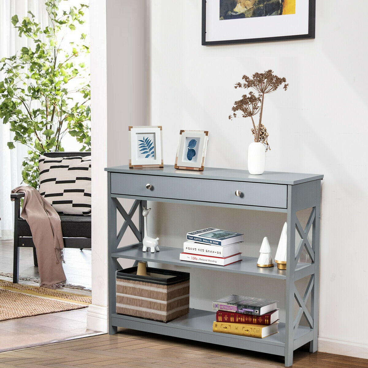 3-Tier Console Table X-Design Sofa Entryway Table