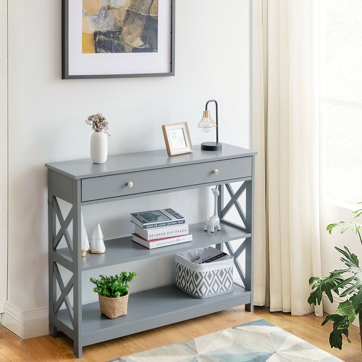 3-Tier Console Table X-Design Sofa Entryway Table