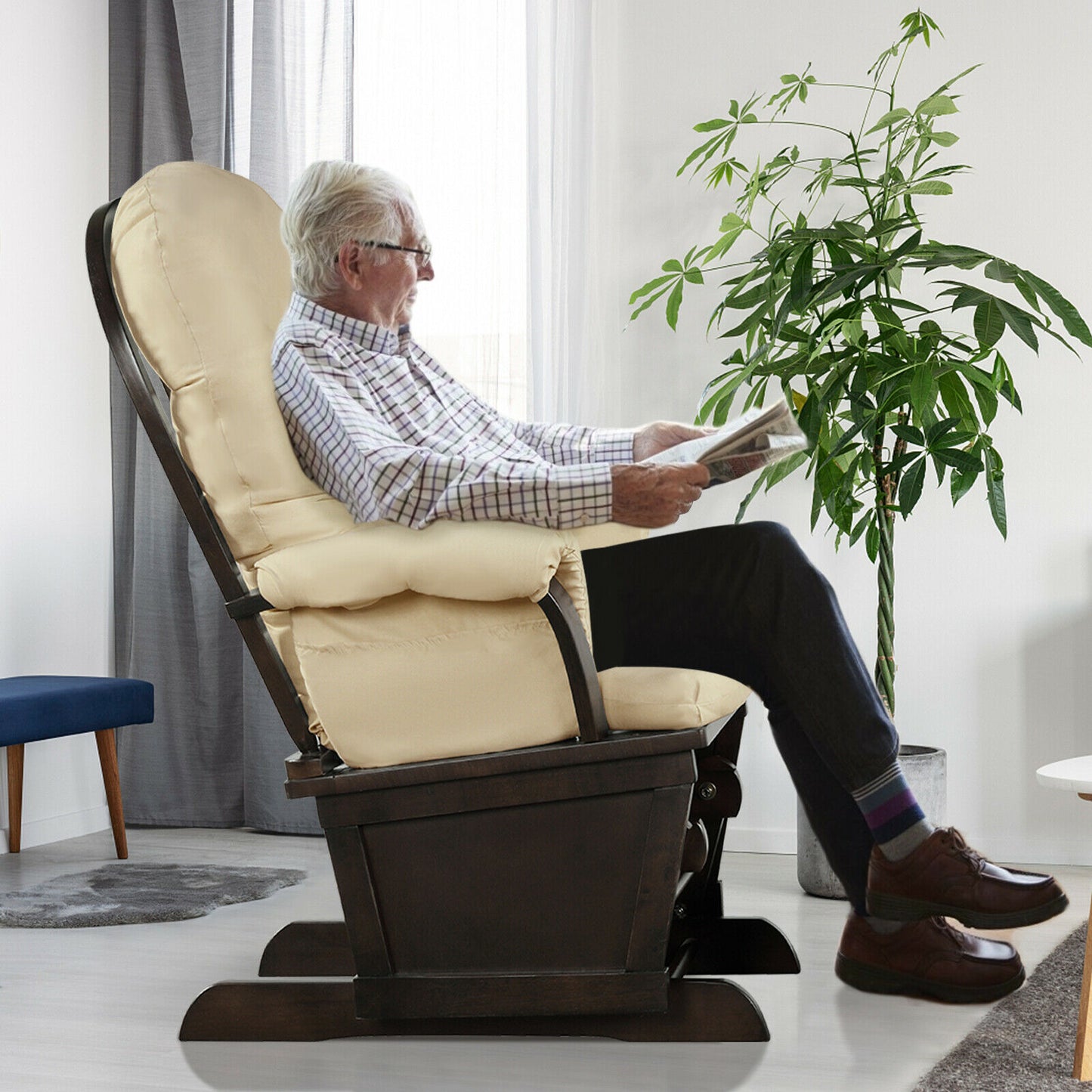 Wood Glider and Ottoman Cushion Set