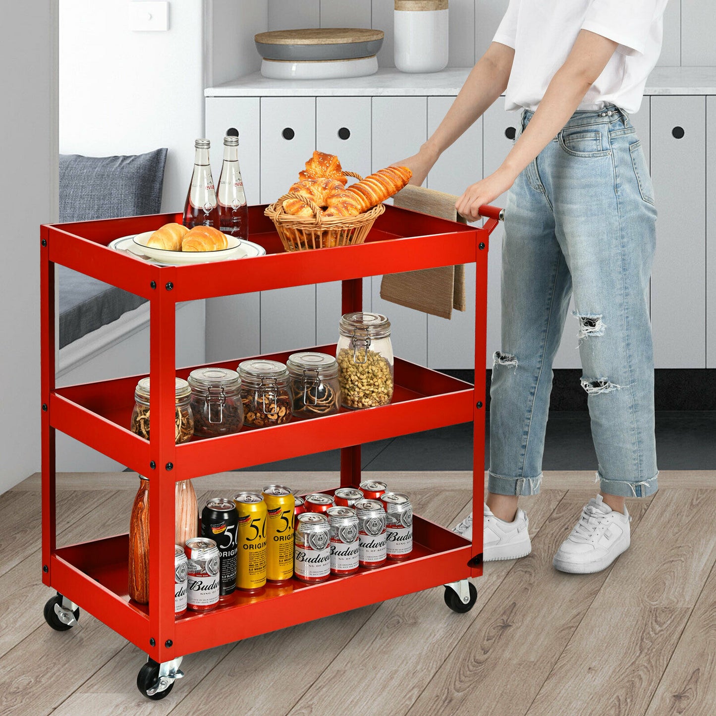 3-Tier Utility Cart Metal Storage