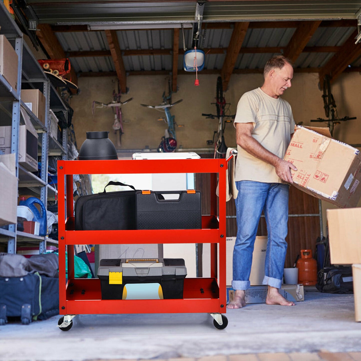 3-Tier Utility Cart Metal Storage