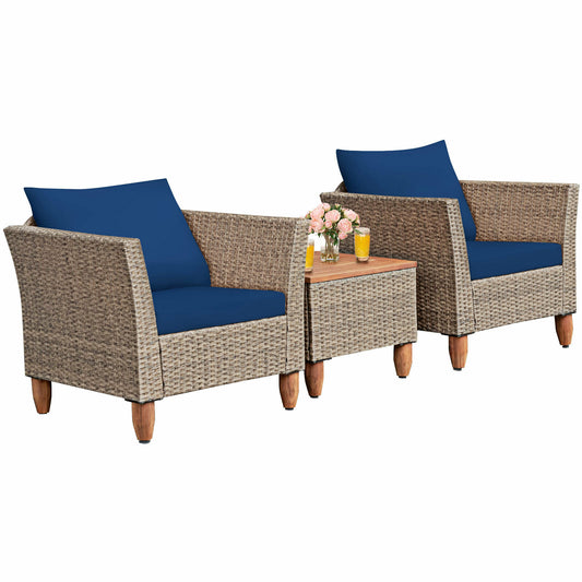 3PCS Patio Rattan Bistro Furniture Set