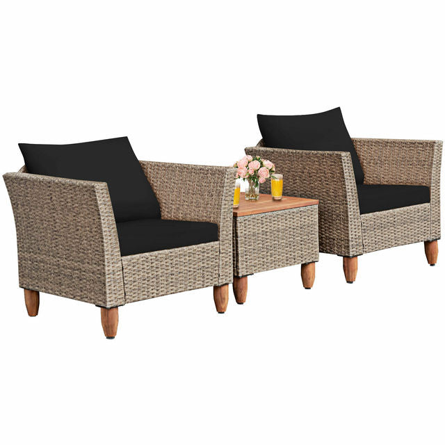 3PCS Patio Rattan Bistro Furniture Set