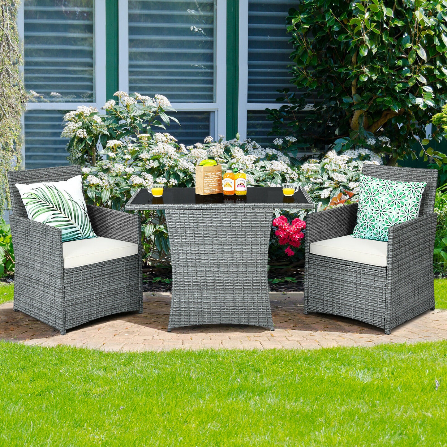 3PCS Patio Rattan Furniture Set