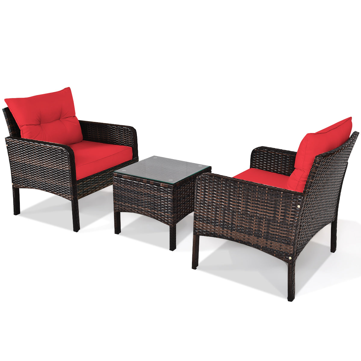 3PCS Outdoor Rattan Conversation Set