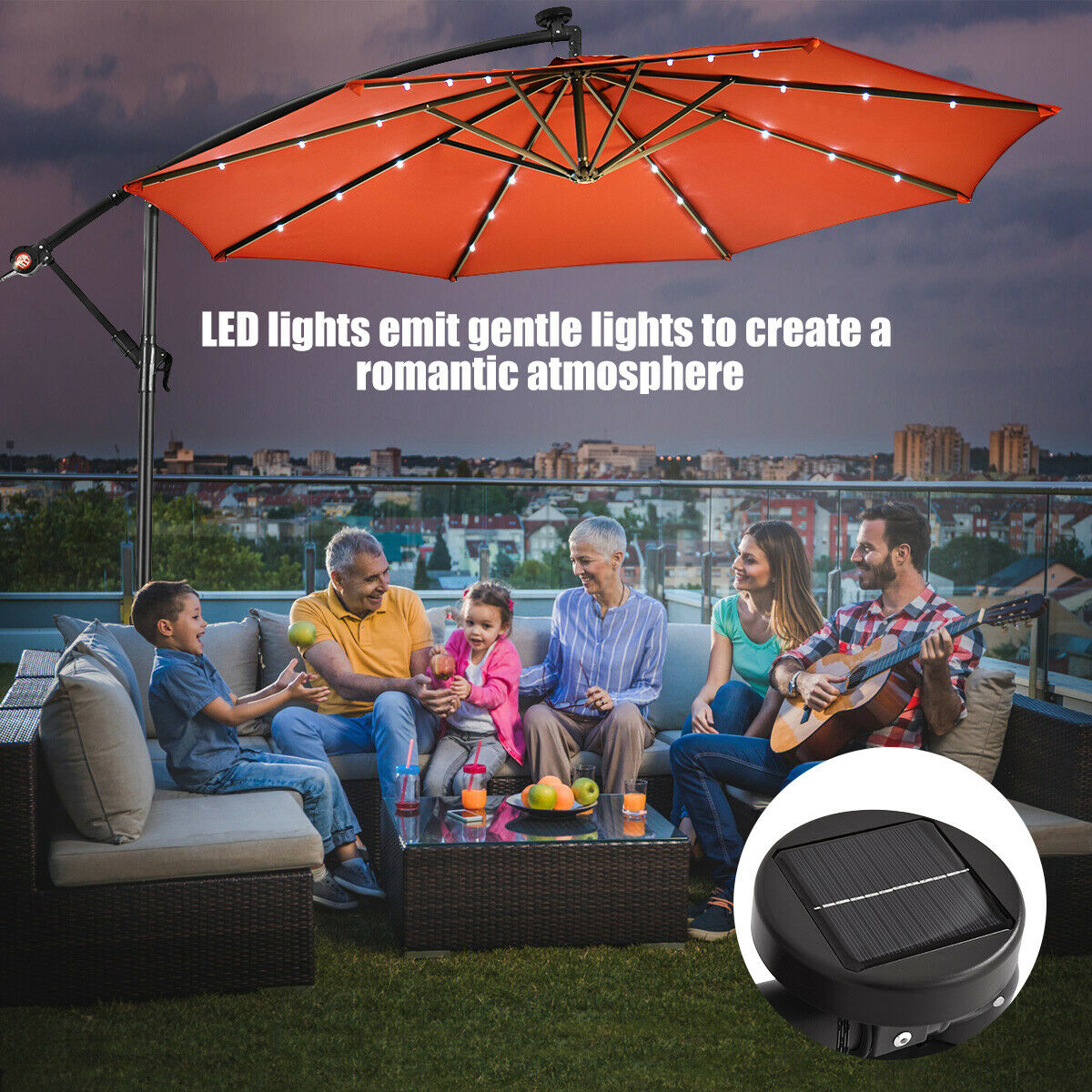 Hanging Solar LED Umbrella Patio