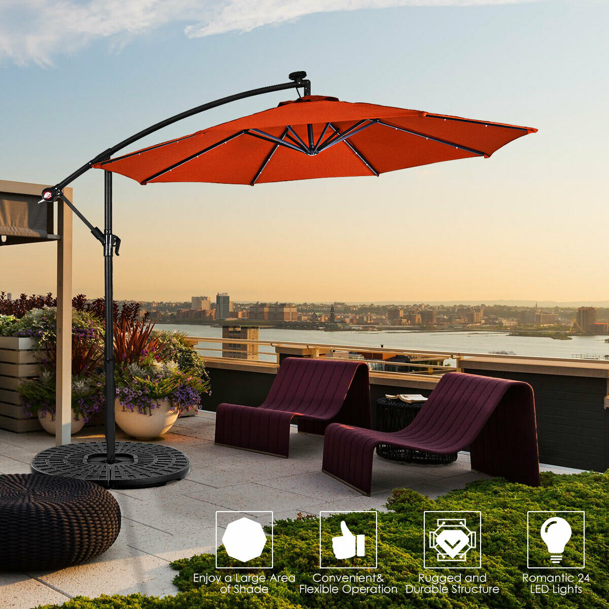 Hanging Solar LED Umbrella Patio