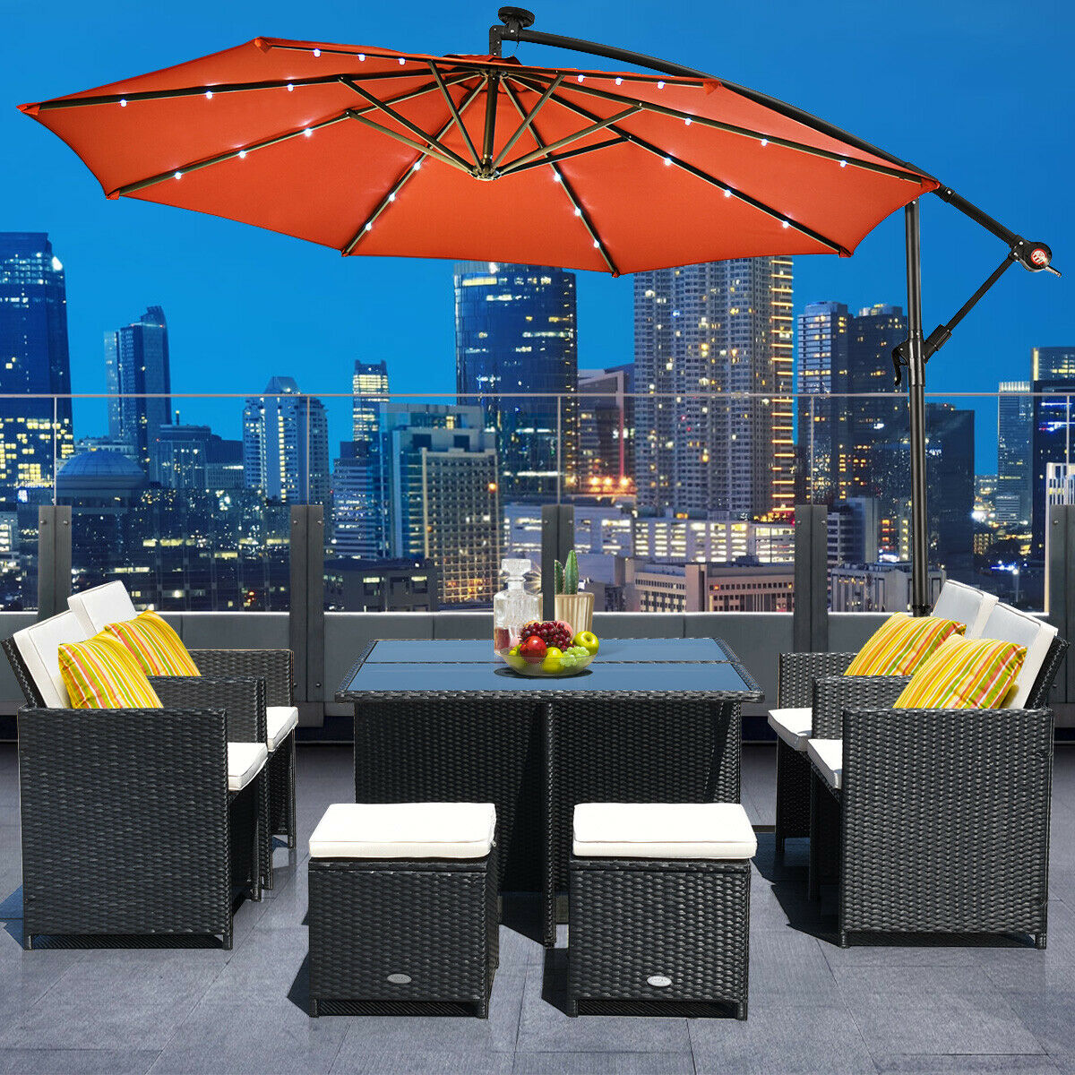 Hanging Solar LED Umbrella Patio