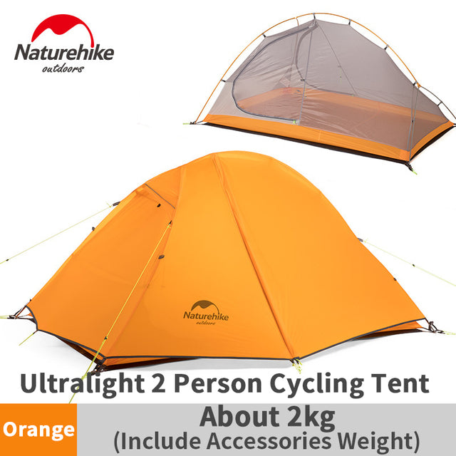 2 Persons Cycling Tent 20D Silicone Double Layers Waterproof Aluminum Pole Tent