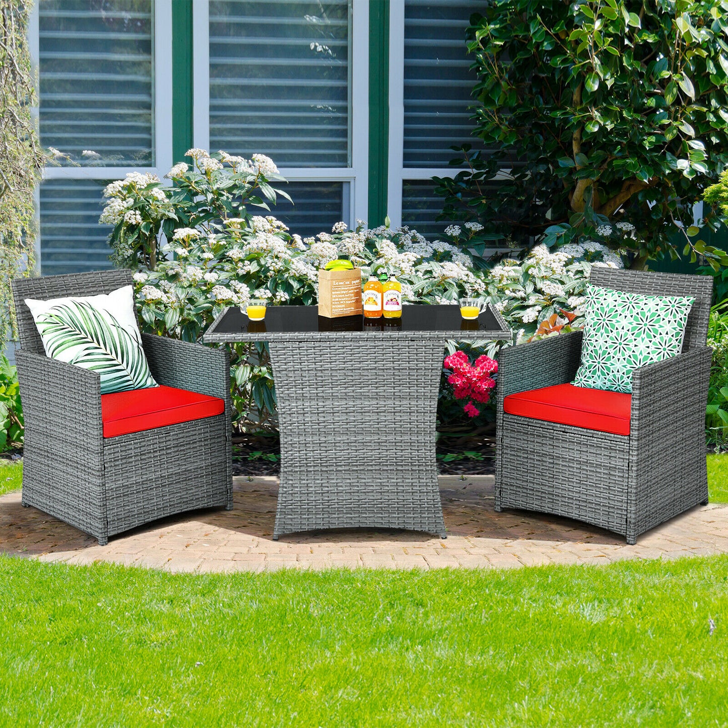 3PCS Patio Rattan Furniture Set