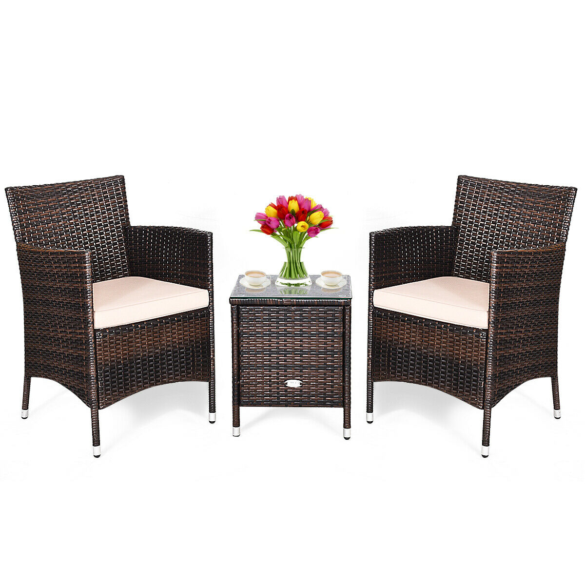 Outdoor 3 PCS Rattan Wicker Furniture Sets