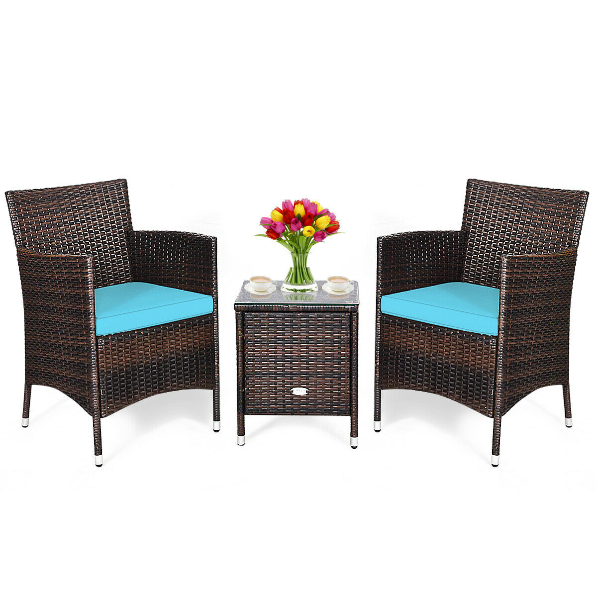 Outdoor 3 PCS Rattan Wicker Furniture Sets