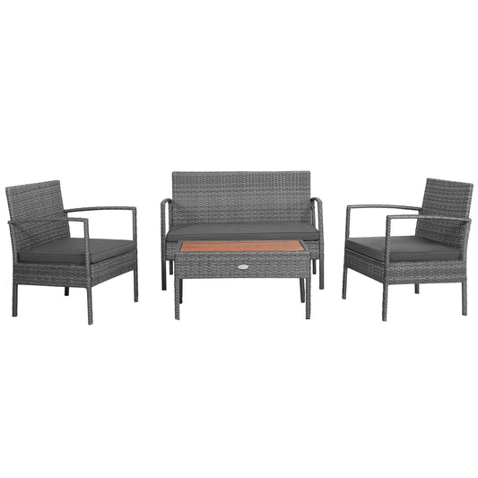 Patiojoy 4PCS Patio Rattan Furniture Set