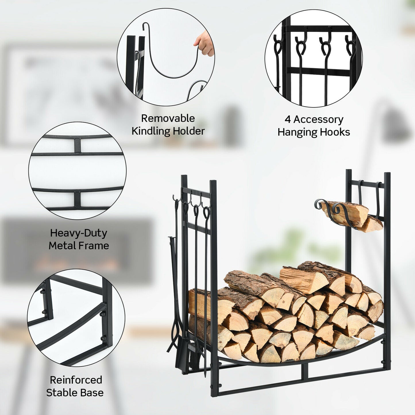 30” Firewood Rack W/4 Tool Set