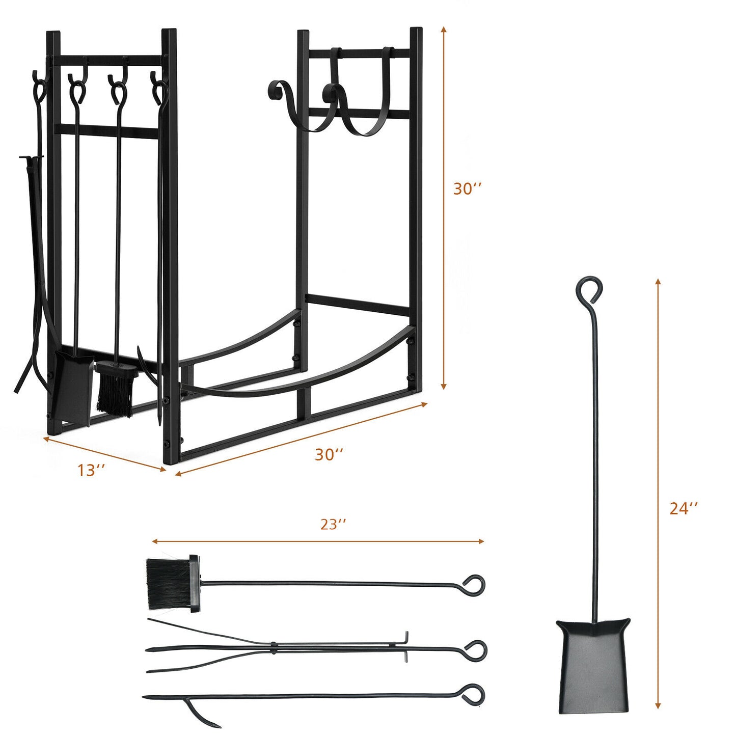 30” Firewood Rack W/4 Tool Set