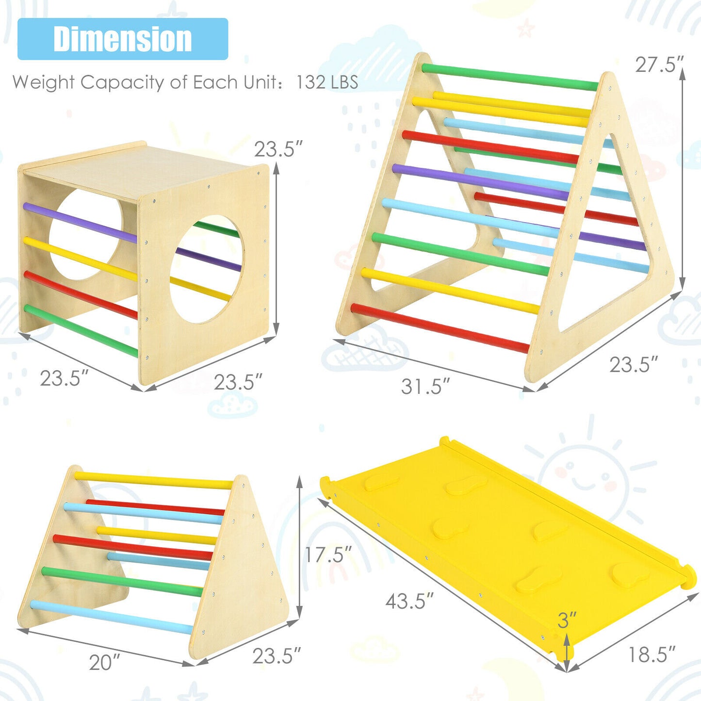 5 in 1 Toddler Playing Set Kids Climbing Triangle