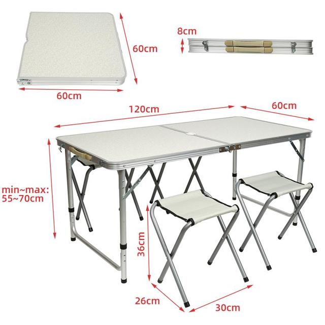 Collapsible Lightweight Aluminum Portable Roll Up Table Chairs Set